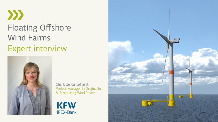 Portrait von Charlotte Kantelhardt und Darstellung von Offshore Windrädern