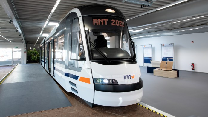 modern white tram