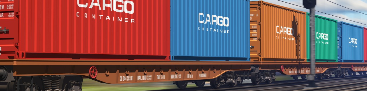 Freight train with cargo containers passing by