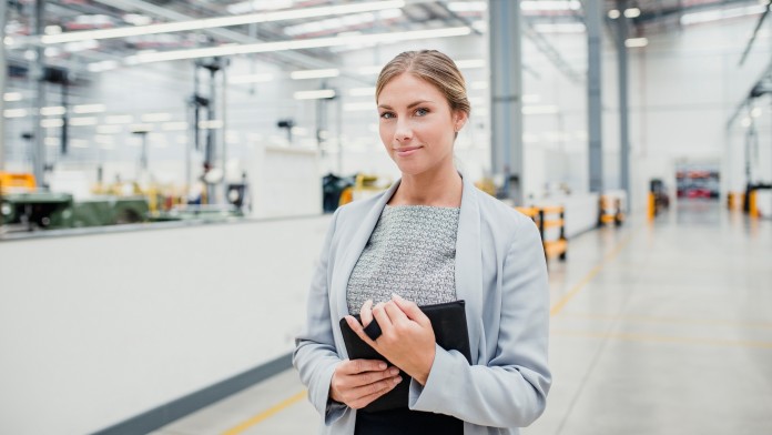 Woman at production site
