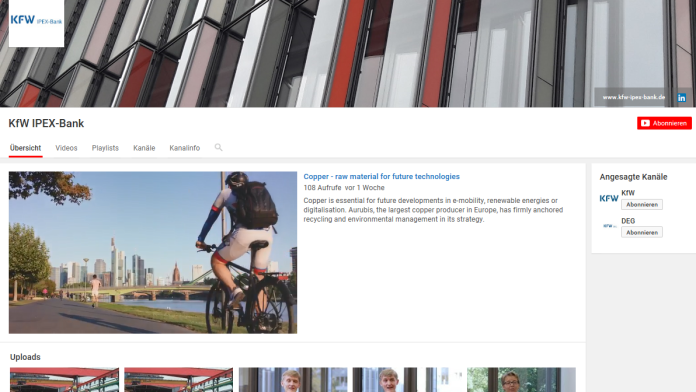 Screenshot YouTube-Kanal der KfW IPEX-Bank