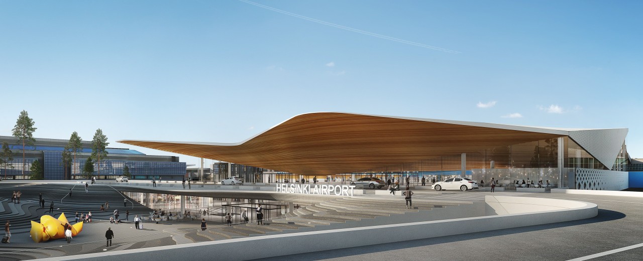 illustration of the new terminal 2 of the airport in Helsinki