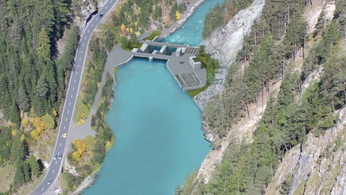 Fotomontage des Gemeinschaftkraftwerk Inn der TIWAG - Tiroler Wasserkraft AG