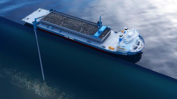 Visualisierung eines Unterwasser-Felsinstallationsschiffs