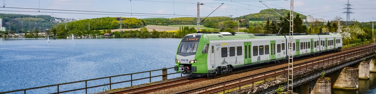 S-Bahn fährt über eine Brücke