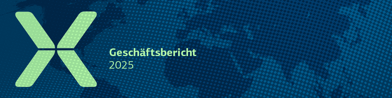 Weltkarte mit Schriftzug "Geschäftsbericht 2024"