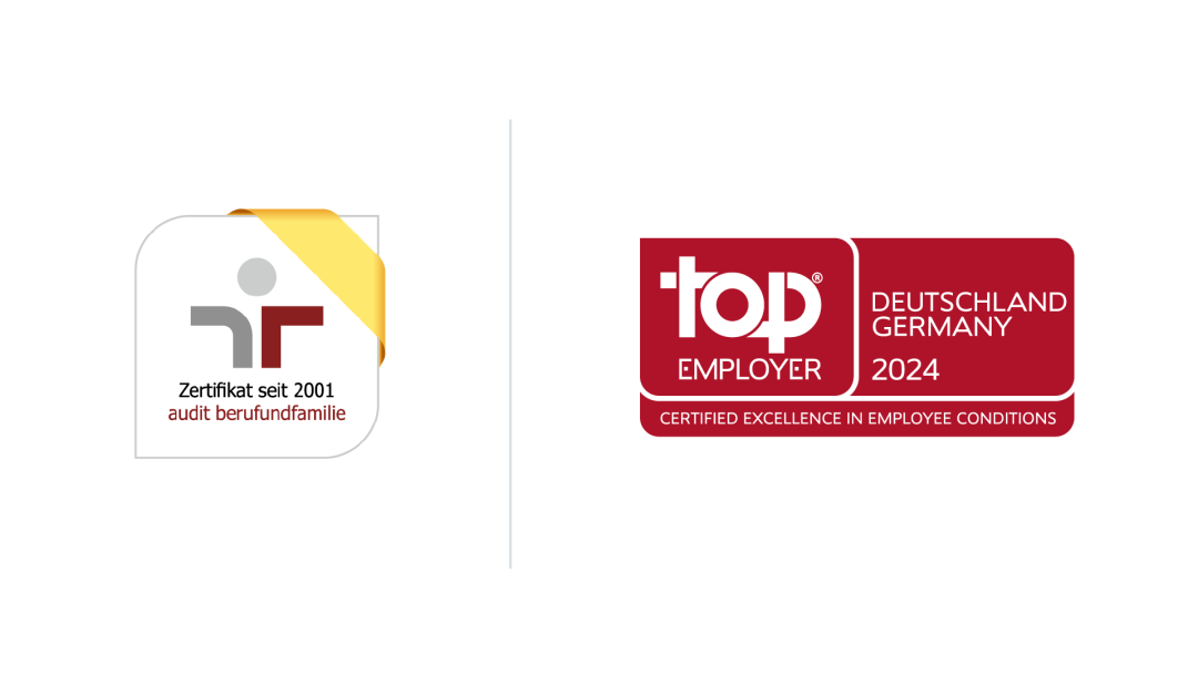 Certification: audit "berufundfamilie" certificate since 2001 and "Top Employer Germany" 2024