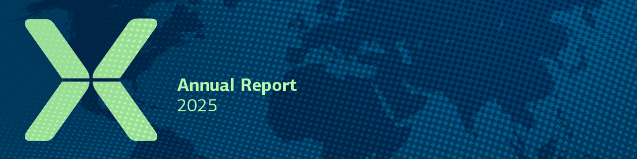 World map with lettering "Annual Report 2024"